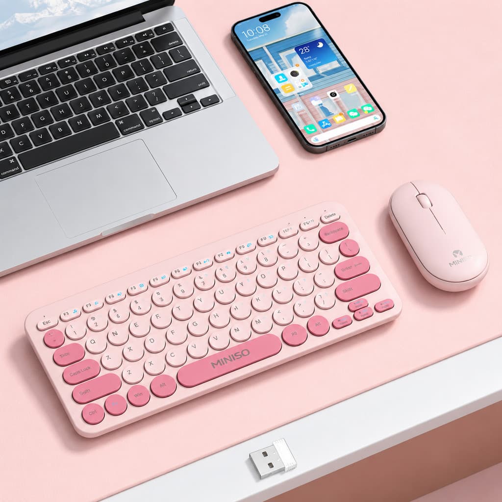 Kit Teclado e Mouse Sem Fio 2.4G Recarregável Compacto Silencioso para PC Notebook