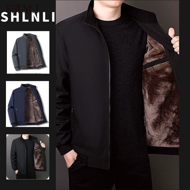 Outono Inverno Masculino Zíper Veludo Gola Jaqueta Quente Grosso Retro Algodão Casaco