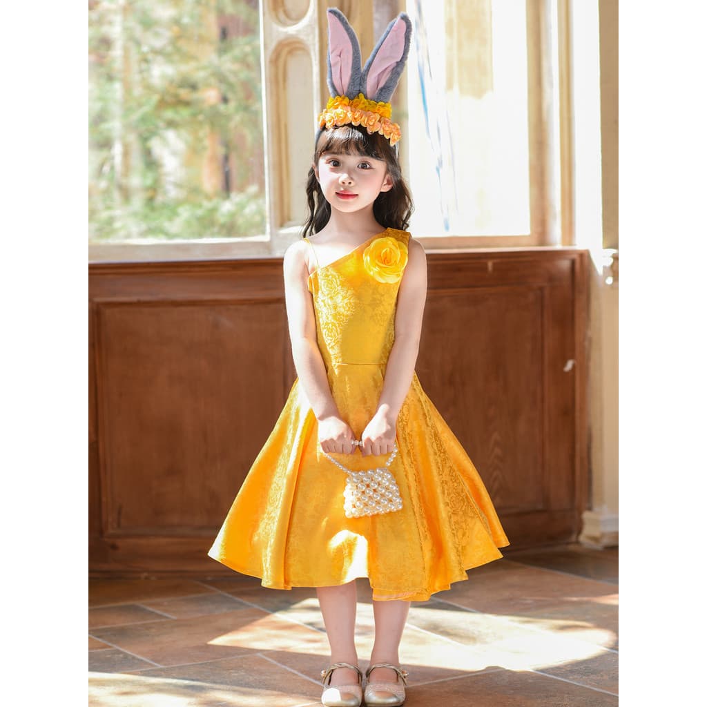 Disney Crazy Animal cidade 2 coelho vestido estilingue vestido amarelo crianças feminino desempenho vestido COS desempen