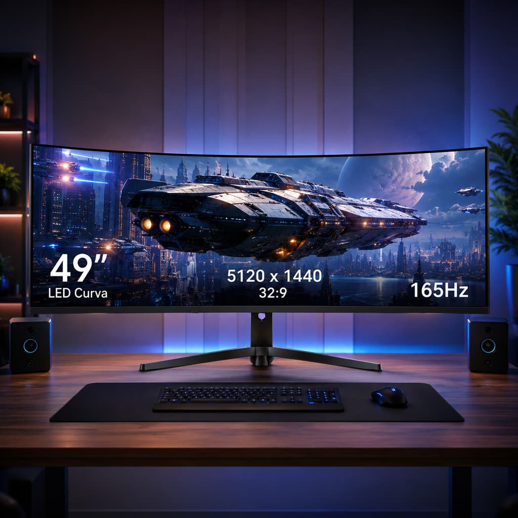 Monitor Gamer 49 Polegadas LED Ultrawide 165Hz 1ms 5120x1440 HDMI DisplayPort DELTA-M4922AUC PRO
