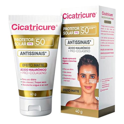Protetor Solar Cicatricure Fps50 Matte 40g - Ácido Hialurônico E Pró Colágeno Todo Tipo De Pele Dia