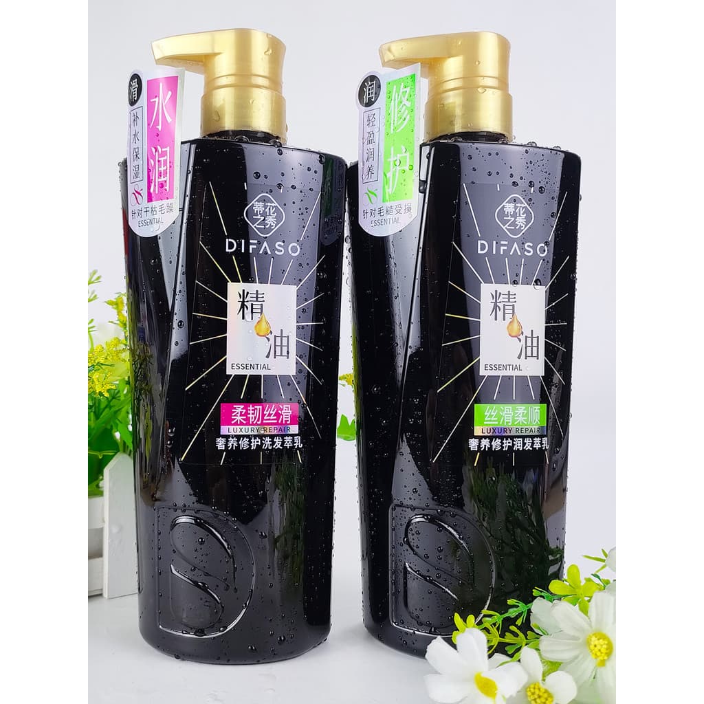 Shampoo de cabelo óleo essencial luxo reparação shampoo hidratante flexível condicionador sedoso