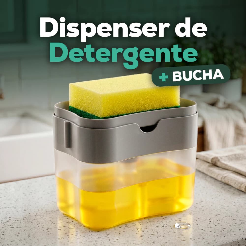 DISPENSER PORTA SABÃO DETERGENTE LÍQUIDO COM BUCHA ESPONJA