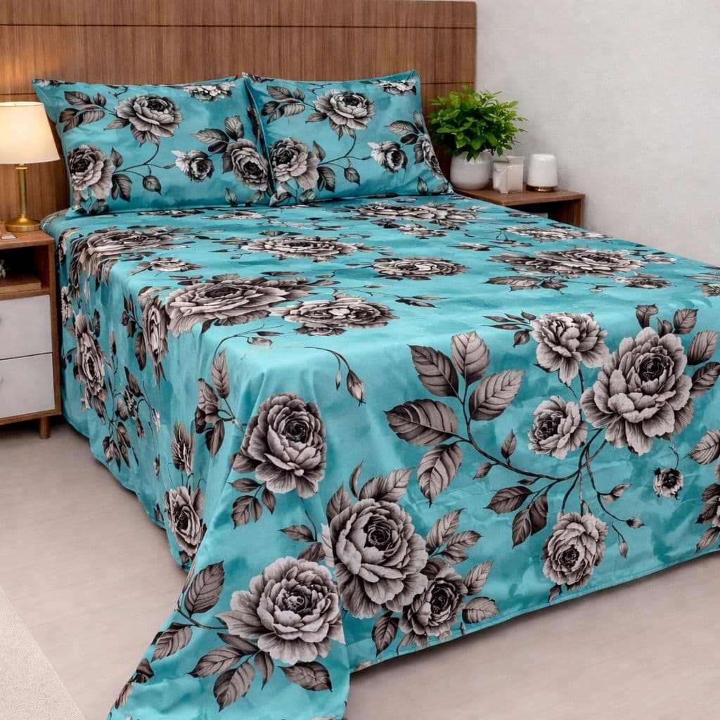 JOGO DE CAMA  Casal Queen  Algodão Premium 800 Fios Lençol Estampado Cobre Leito Com 2 Fronhas