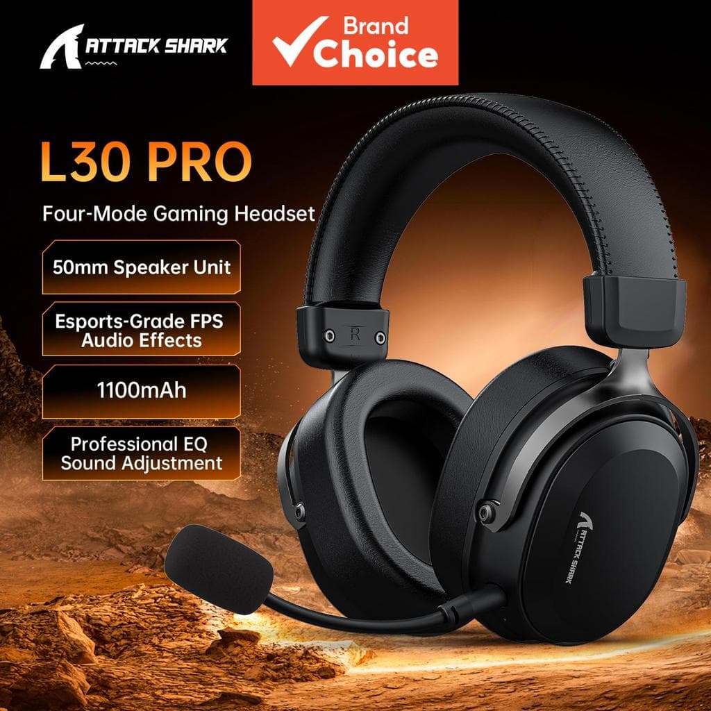 Attack Shark L30PRO Fones de Ouvido 4 Modos Fones de Ouvido para Jogos 2.4G Sem Fio Bluetooth Fones de Ouvido USB 3.5mm