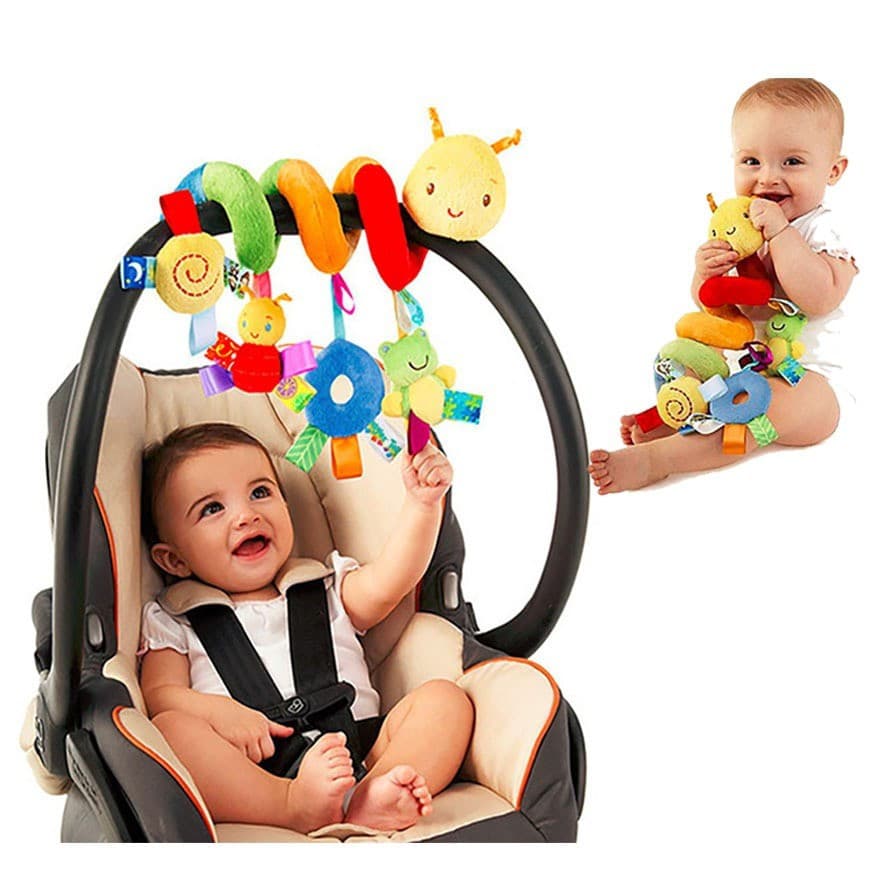 O carrinho de bebê com atividades em espiral fará um som. Brinquedo para berço de bebê, brinquedo educativo, brinquedo c