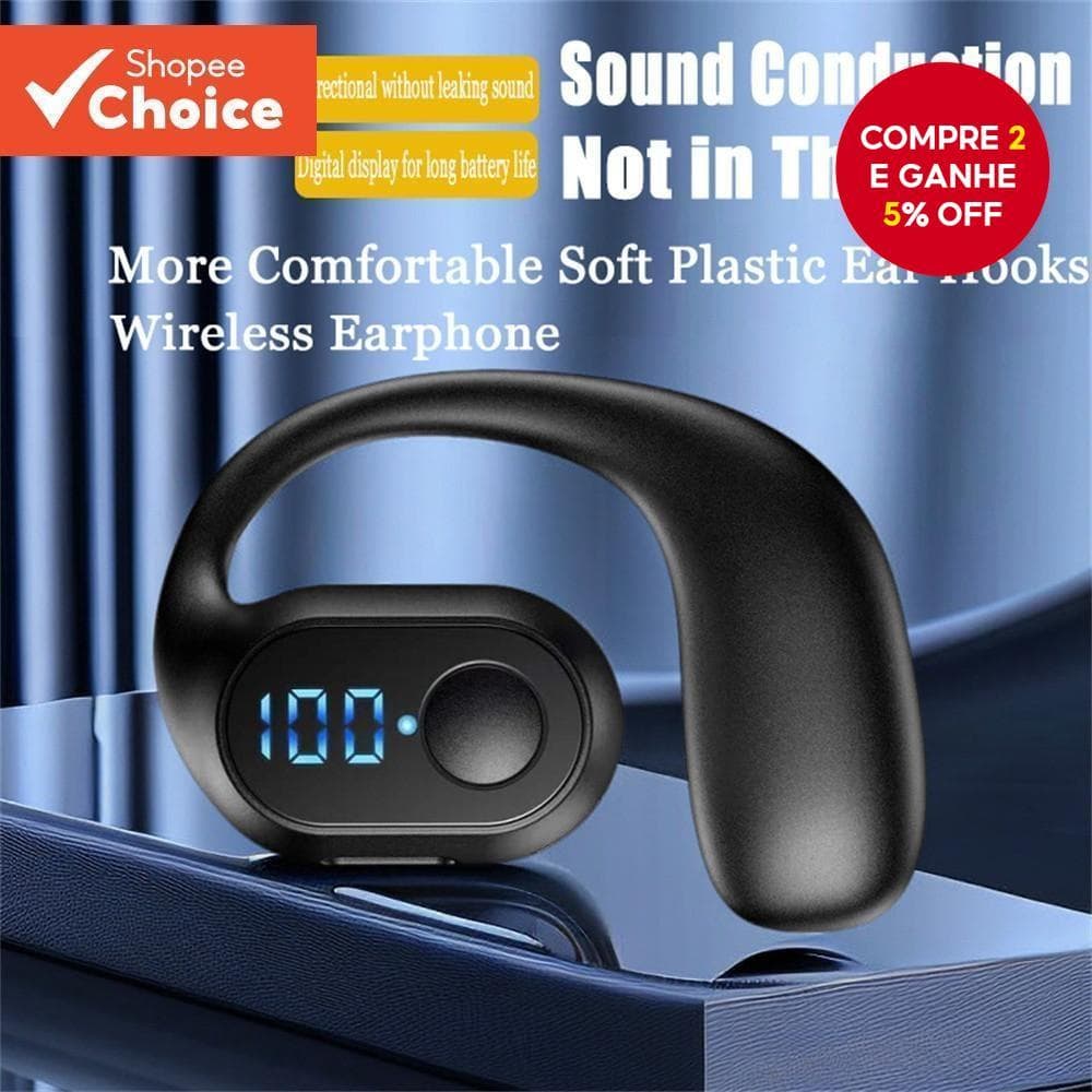 Fone De Ouvido Bluetooth Sem Fio 5.3 Fones Com Um Único Esportivos Comerciais Bateria Ultra Longa Vida Útil Microfone