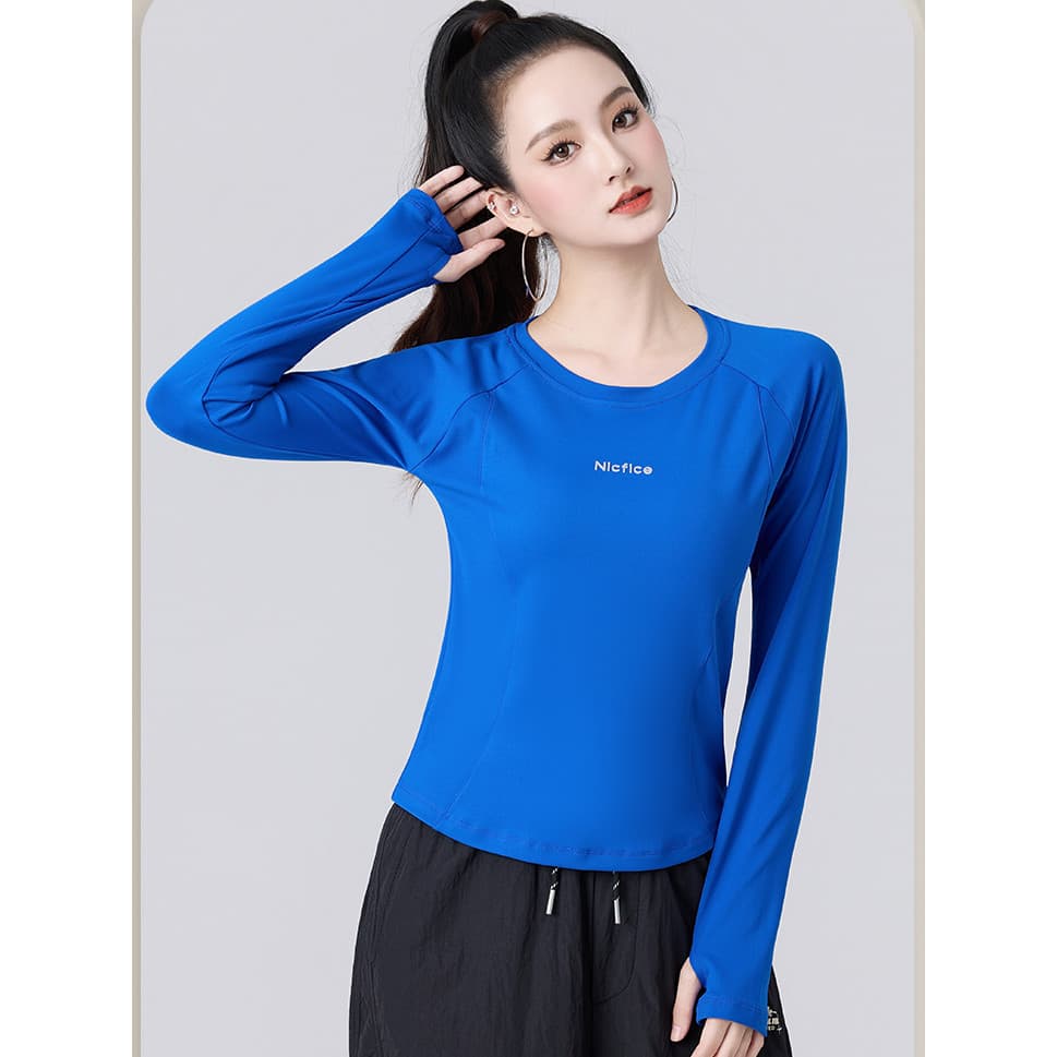 Roupas de dança quadrada novo estilo topo feminino outono Fitness dança roupas esportes Casual manga comprida camiseta e