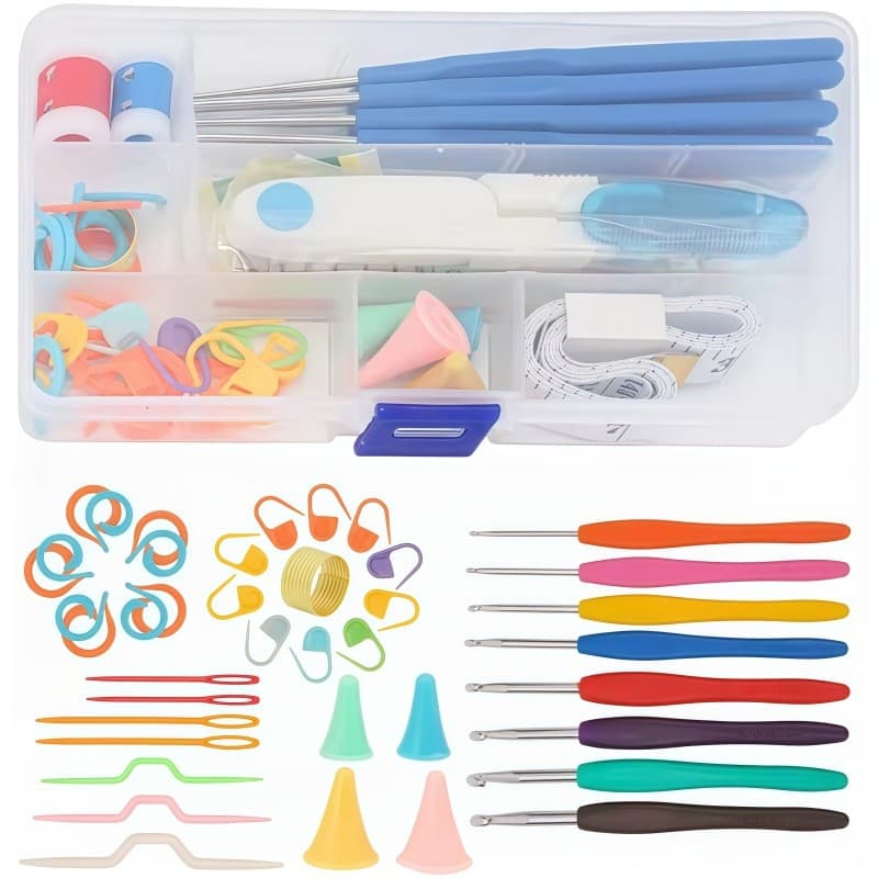 Kit Crochê Completo 53 Peças com Agulhas Ergonômicas Acessórios Costura Amigurumi Tricô