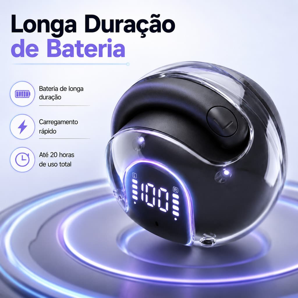 Fone de Ouvido Bluetooth Sem Fio Clipe Estilo Esportivo Confortável Univers