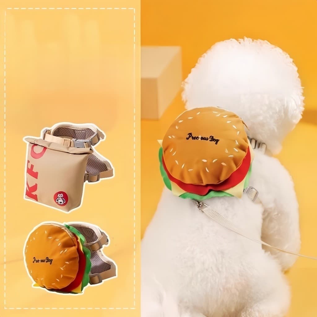 Mochila Pet Para Cachorro Cães Gatos Coleira Peitoral Com Guia Mini Saco KFG FOFO