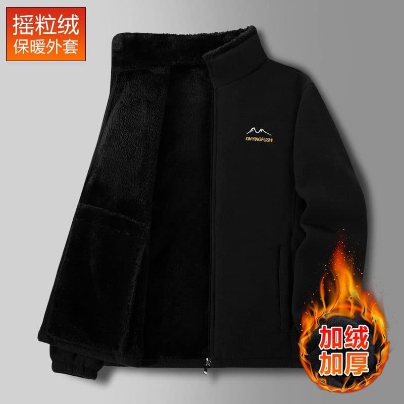 Jaqueta de lã masculina forro de lã engrossado moletom jaqueta masculina outono inverno topos de meia-idade roupas mascu