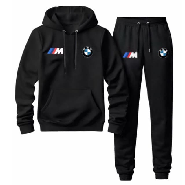 Conjunto de Frio Moletom Estampado BMW M Performance Estilo Esportivo Inverno Premium Blusa de Frio e Calça