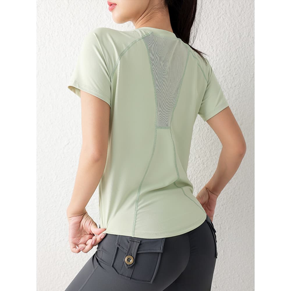 Nova corrida ao ar livre roupas de Fitness feminino esportes de manga curta camiseta manhã correndo roupas de treinament