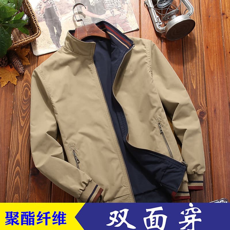 Jaqueta transfronteiriça masculina primavera outono novo estilo masculino dupla face gola alta jaqueta Casual juventude 