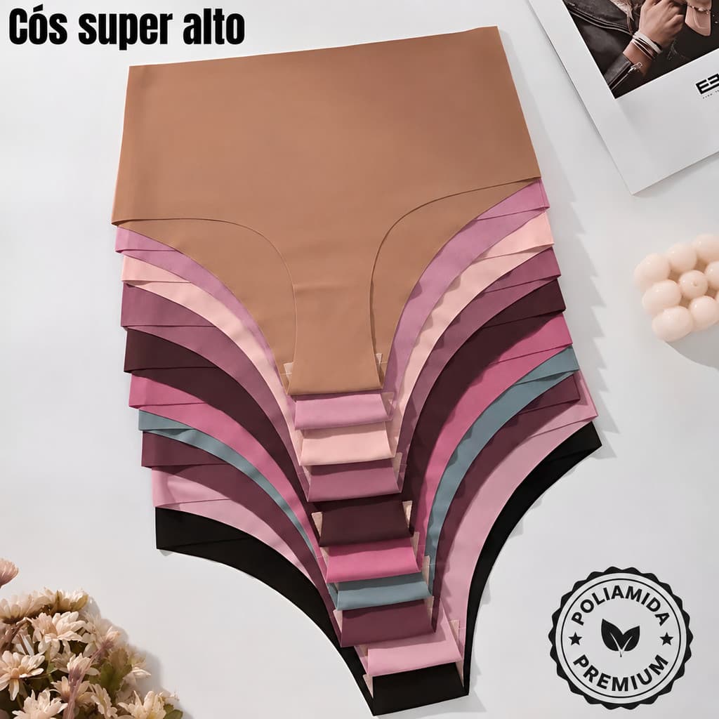 Kit 7 ou 10 Calcinhas Sem Costura Cós Alto POLIAMIDA Laser Conforto Não Marca Feminina Fitness Invisível