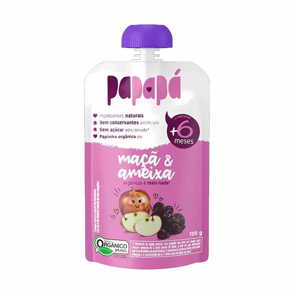 Papinha Infantil Orgânica Maçã e Ameixa Sem Açúcar - Papapá 100g