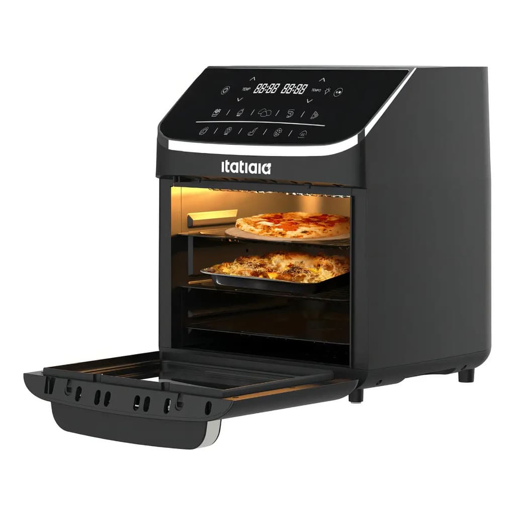 Fritadeira Elétrica Air Fryer Forno Oven 12L Itatiaia 127v Grande Capacidade Familiar Sem Óleo Premium Preta