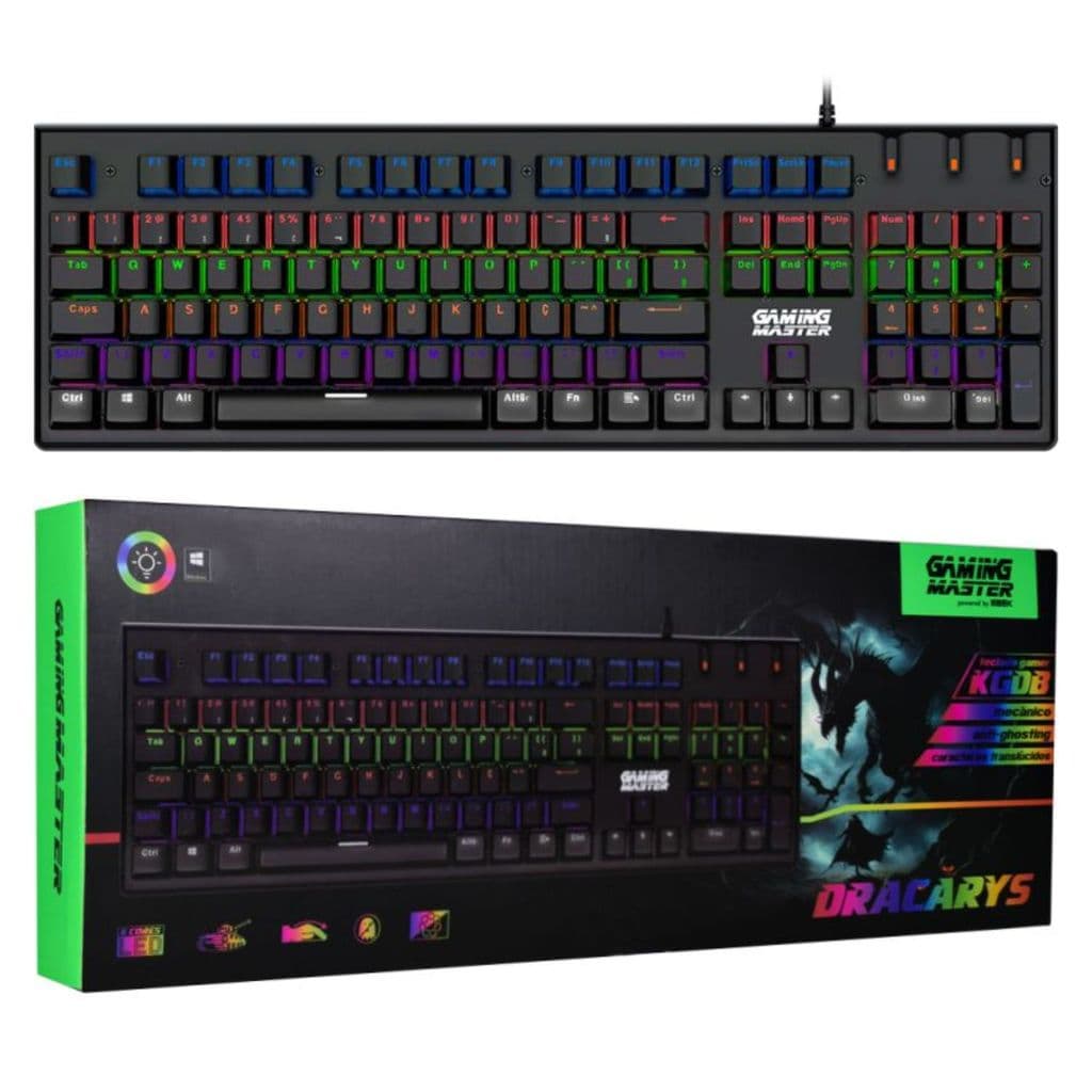 TECLADO GAMER KG-DB28 MECÂNICO DRACARYS KGDB SWITCH AZUL RGB