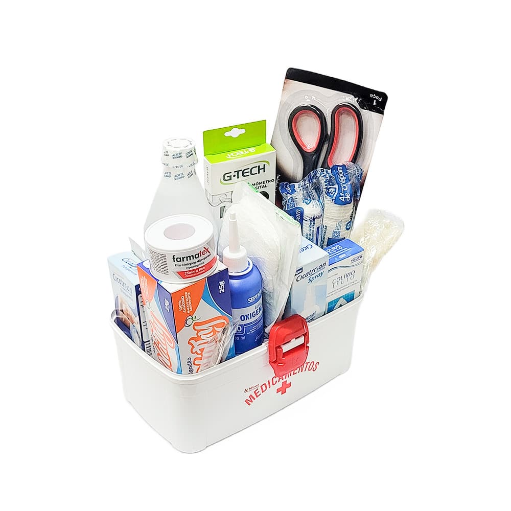 Kit Primeiros Socorros Completo para Ambiente de Trabalho com Maleta Caixa Medicamentos para casos de Emergencia