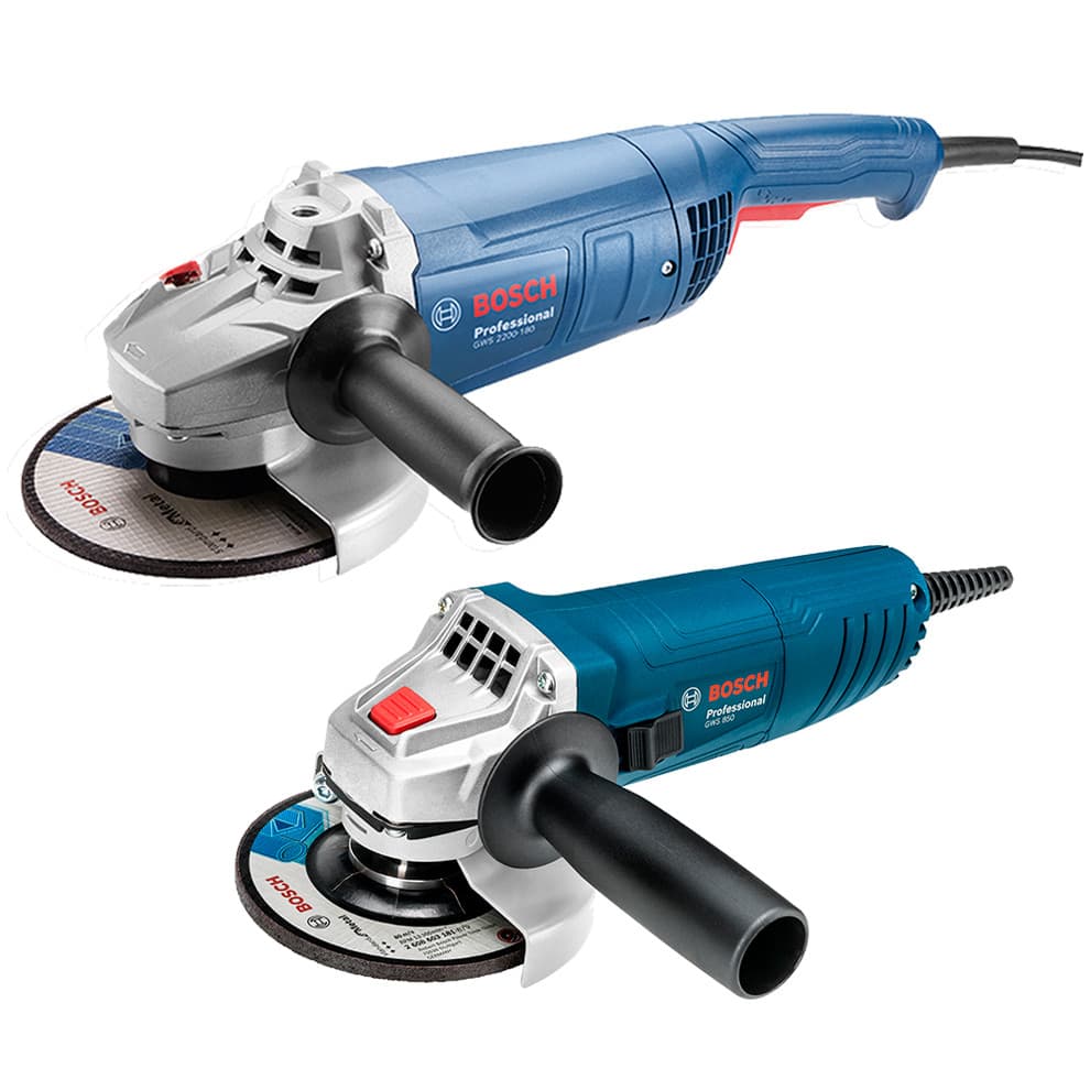 Combo Esmerilhadeira Angular 7" (180mm) 2200W GWS 220-180 com Esmerilhadeira 4.12" (115mm) 850W GWS 850 Bosch (220V)