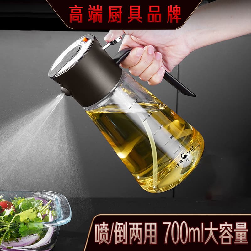 Pote de spray de óleo de vidro de borosilicato alto atomização sem óleo pendurado fritadeira de ar garrafa de spray de ó