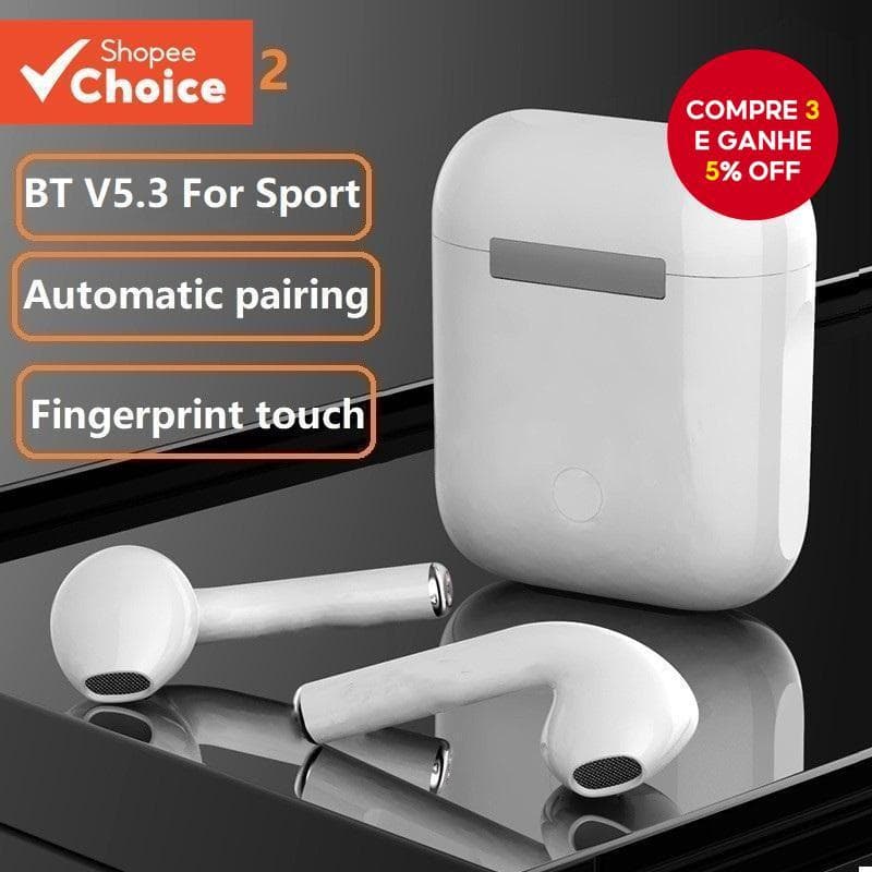 TWS i12 Sem Fio Bluetooth V5.3 Fones De Ouvido Controle Toque Mini Estéreo Baixo Esportes