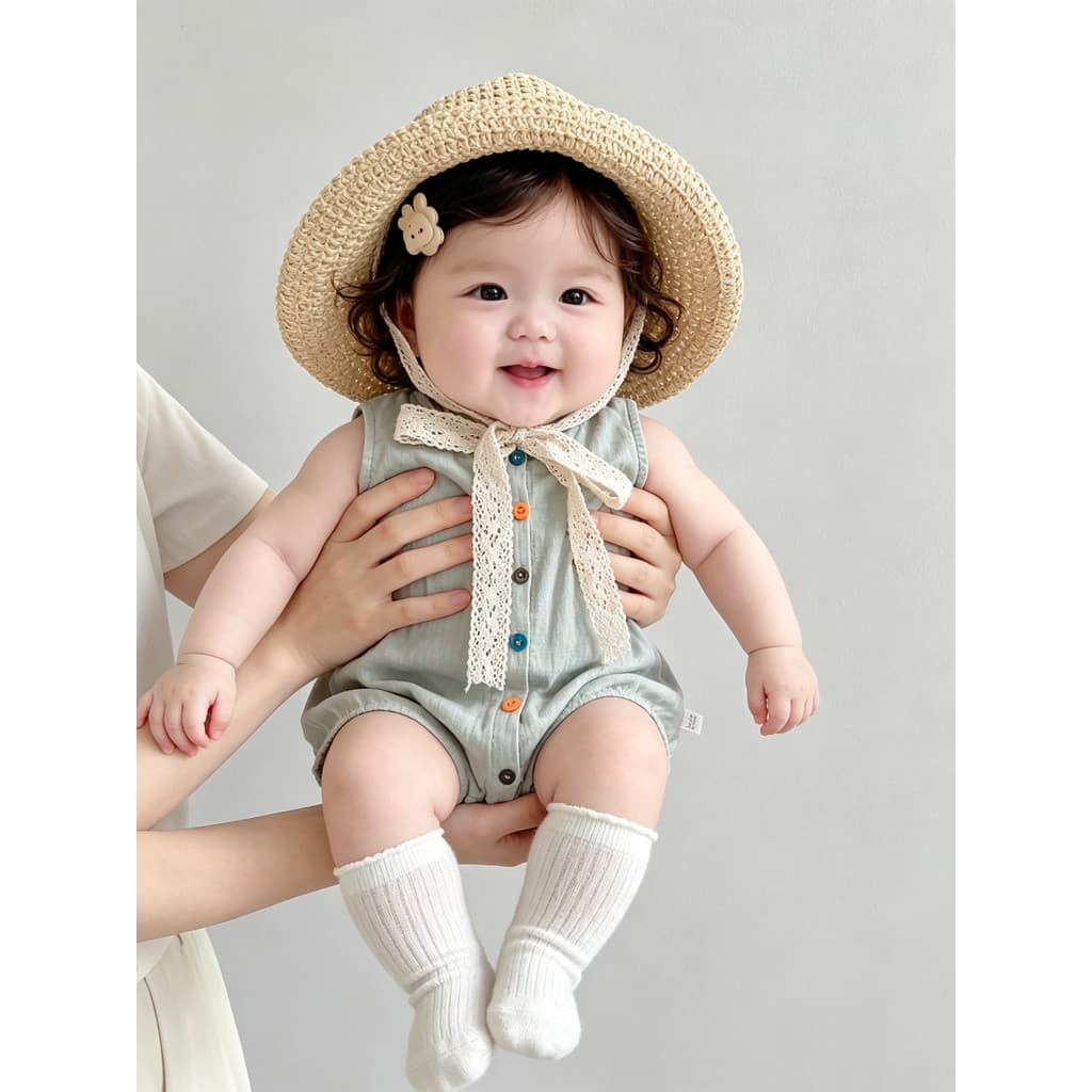 La Guola Roupas de Bebê Verão Bebê Menina Simples Cor Sólida Sem Mangas Macacão Bebê Menino Puro Algodão Fino Outing Rom