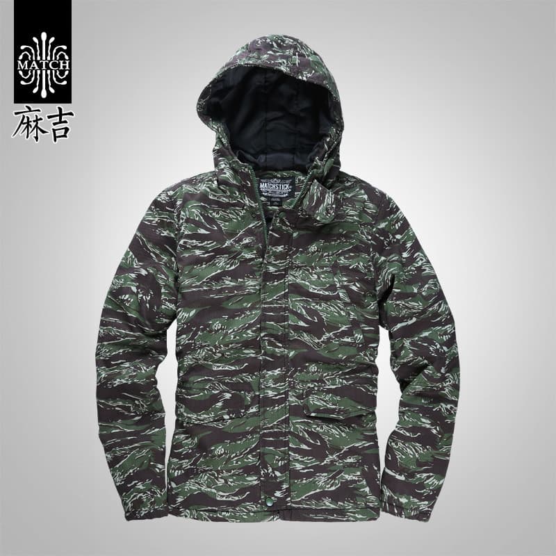 Match Maji camuflagem acolchoada jaqueta masculina engrossado curto jaqueta de inverno com capuz acolchoado jaqueta na m