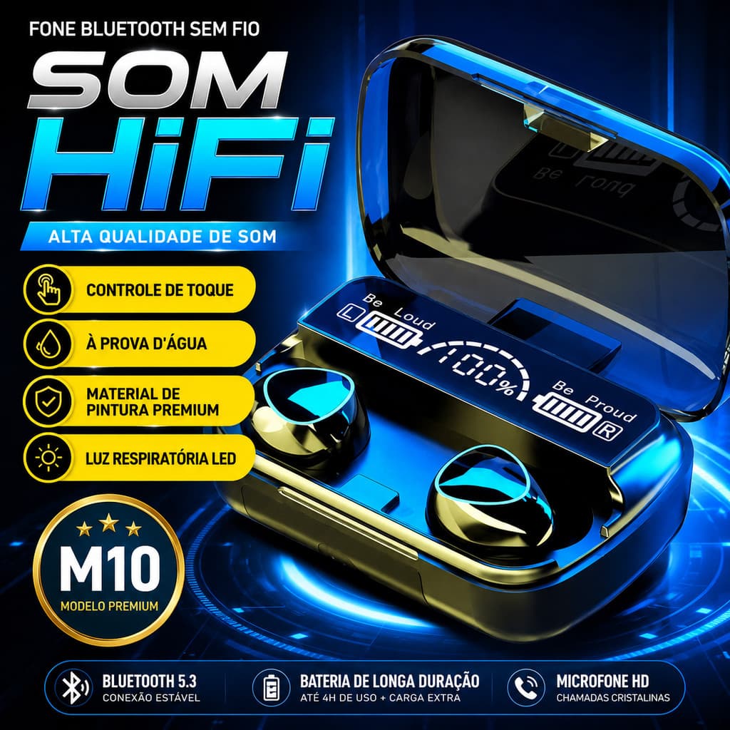 Fone De Ouvido M10 Bluetooth Sem Fio Sem Fio Tws Estéreo Power Bank