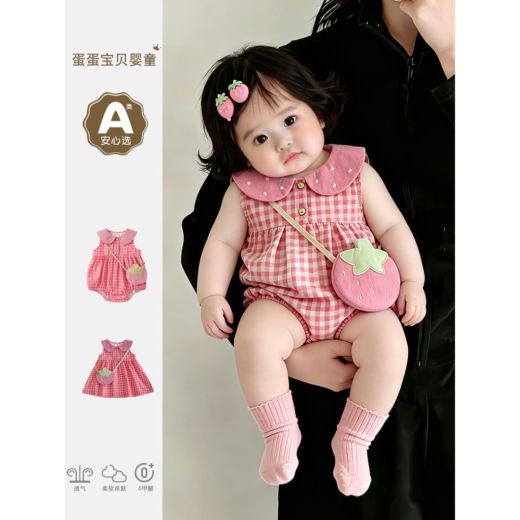 Super bonito bonito do bebê menina estilo fino macacão de uma peça roupas de verão pouco mensal roupas de bebê roupas de