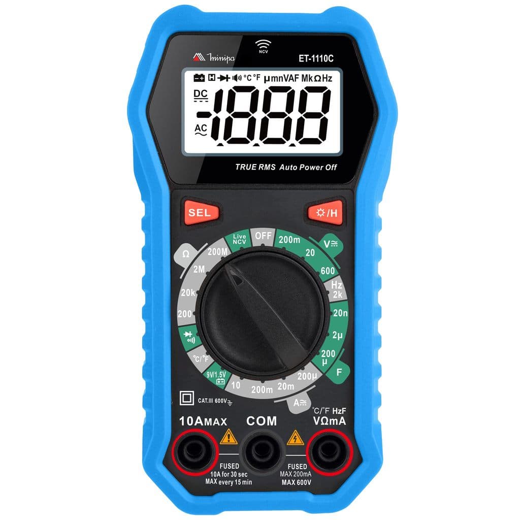 Multímetro Digital MINIPA ET-1110C True RMS CAT III 600V Com NCV e Display LCD