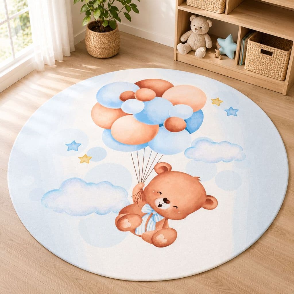 Tapete Redondo Decorativo 88cm Antiderrapante para Sala e Quarto 2185