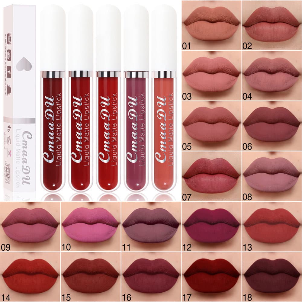 Batom matte aveludado Batom importado barato Batom líquido CmaaDu18 Color Matte Antiaderente Cup Lip Gloss Batom à prova