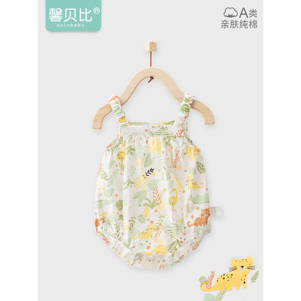 Xin bebê menina estilingue macacão verão puro algodão triângulo bebê macacão fino colete de bebê macacão roupas de verão