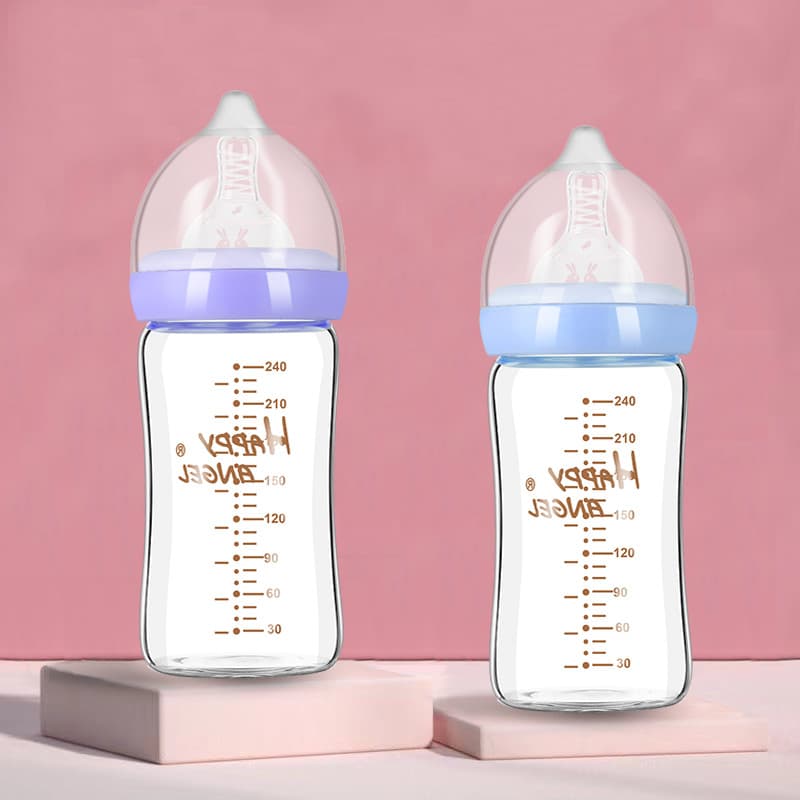 Garrafa de bebê de vidro de borosilicato alto bebê recém-nascido 0-6 anos de idade marca garrafa de bebê à prova de expl