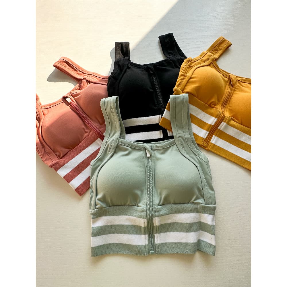 Colete de alto suporte estilo sutiã esportivo feminino zíper frontal Push-Up roupa interior esportiva feminina Fitness b