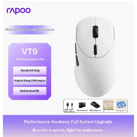 Mouse Gamer VT9 Pro 4K – Com Fio e Sem Fio