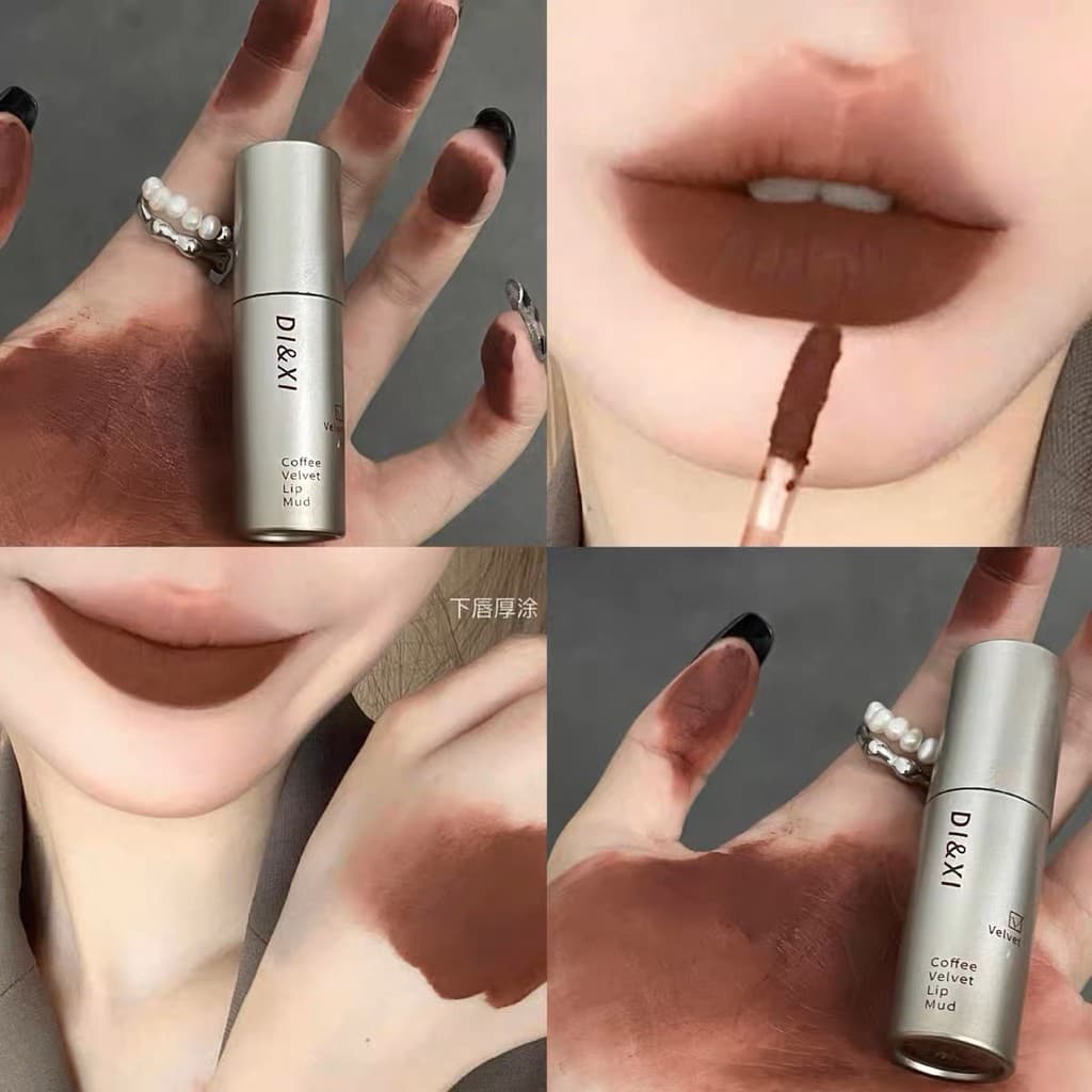 Batom líquido Batom matte aveludado Batom importado barato Italiano Espresso lábio esmalte café lábio lama fosco veludo