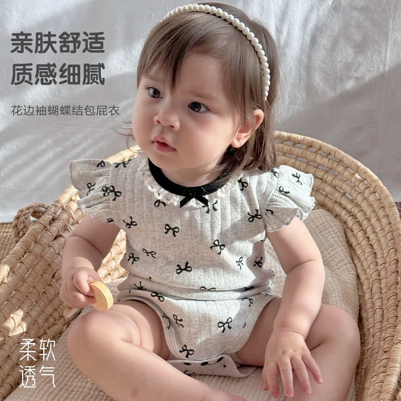 Roupas de bebê roupas de verão bebê menina manga curta renda Floral macacão de uma peça primeiro mês roupas de passeio