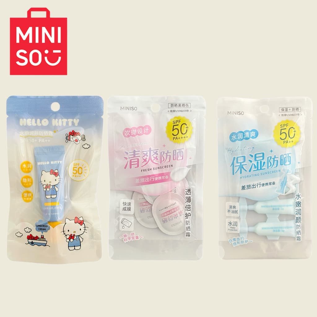 MINISO MINISO Premium Hello Kitty Loção Protetor Solar Hidratante Creme Protetor Solar Facial FPS50+PA++ Anti-Ultraviole
