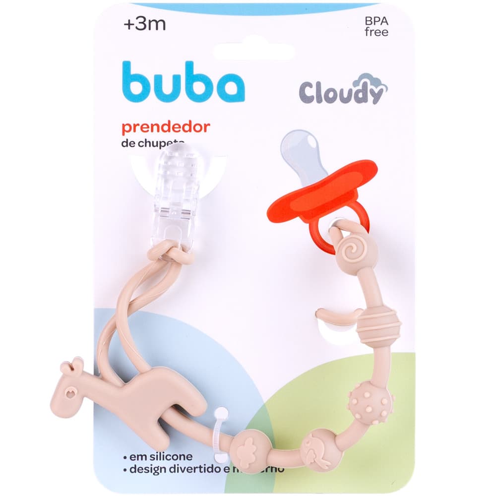 Prendedor Chupeta Silicone Girafa Bebê Clipe Seguro Buba