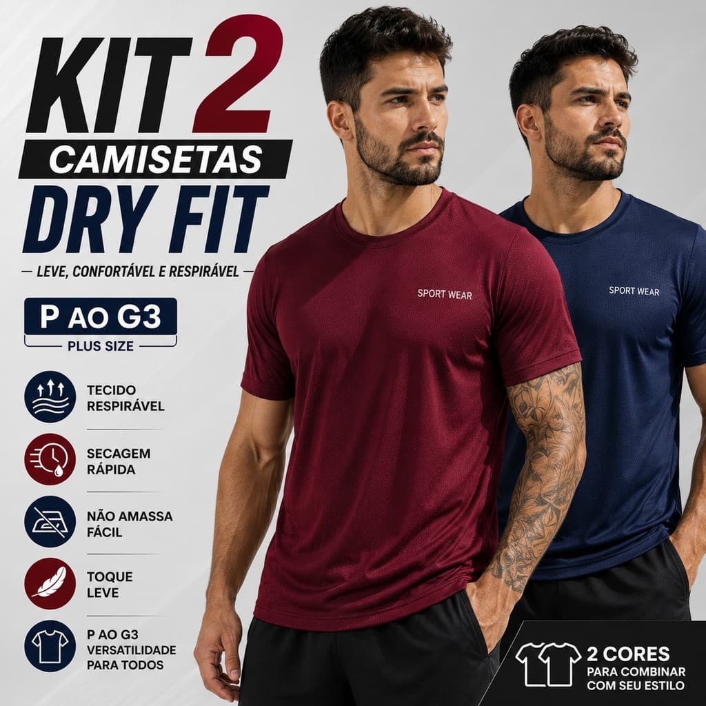 Kit 2 Peças Camisetas Masculinas Oversized Dry Fit Furadinho Academia Treino Corrida Musculação P Ao G3 Plus Size