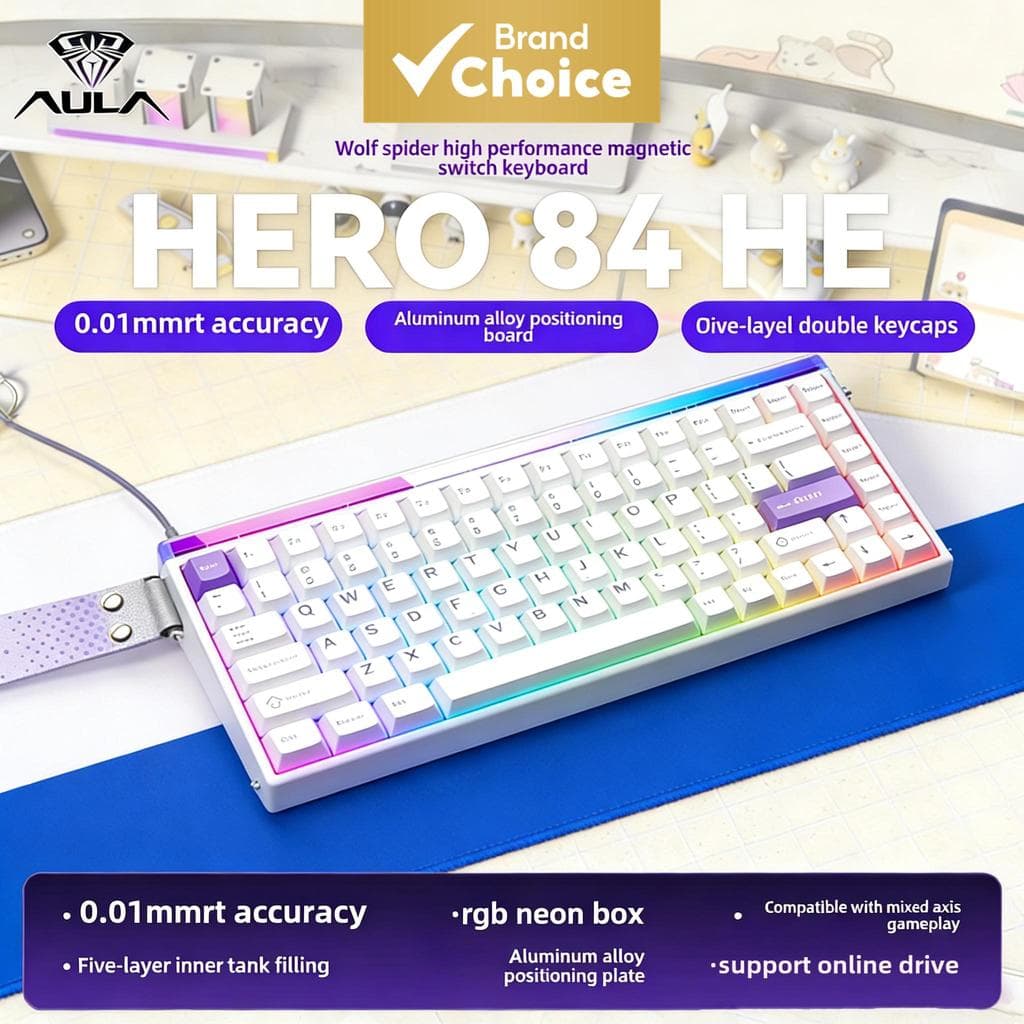 Teclados AULA HERO 84HE com interruptores magnéticos, teclado mecânico para jogos com fio 8K, retroiluminação RGB com