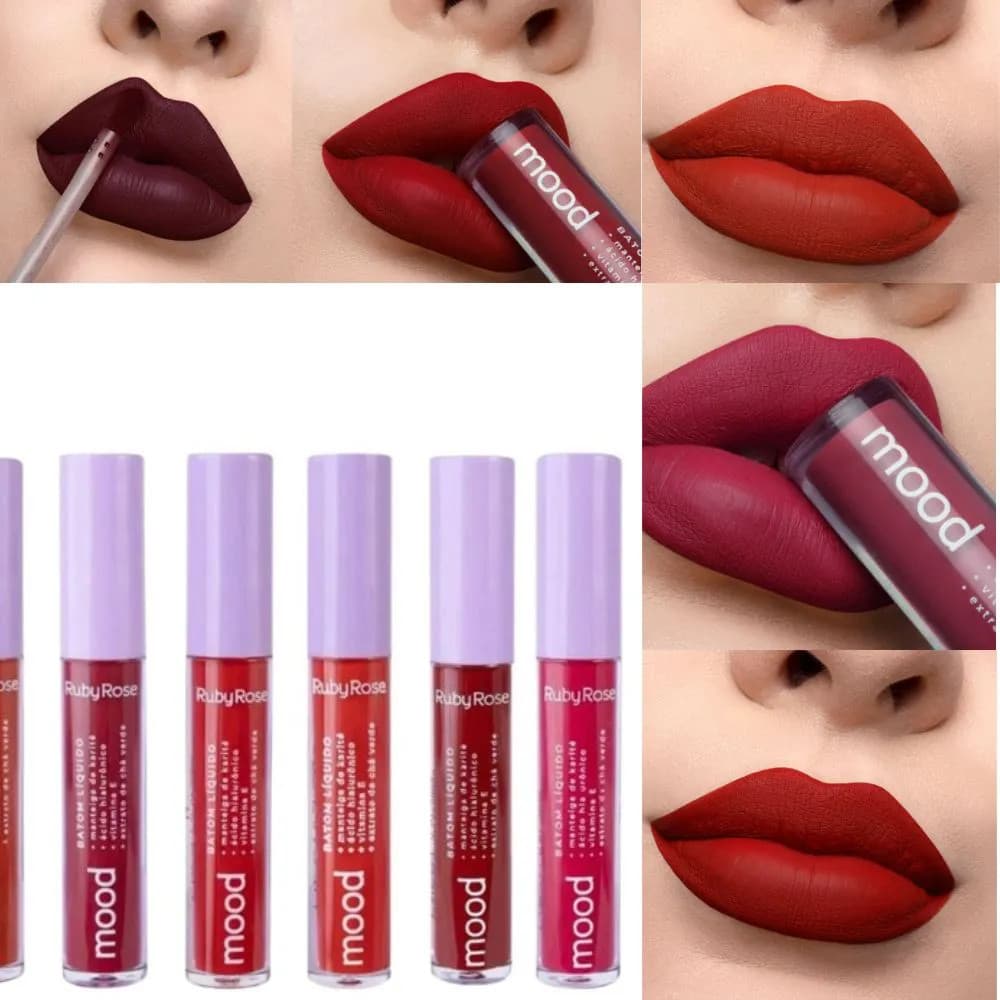 Batom Líquido Matte Mood Ruby Rose Alta Pigmentação