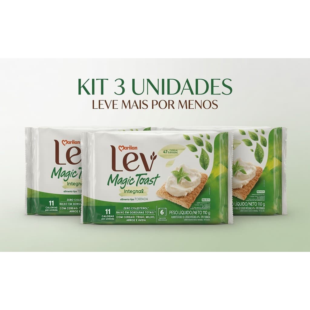 Kit 3x Torrada Integral Magic Toast Marilan 110g Crocante Leve Saudável Snack para Café e Lanches