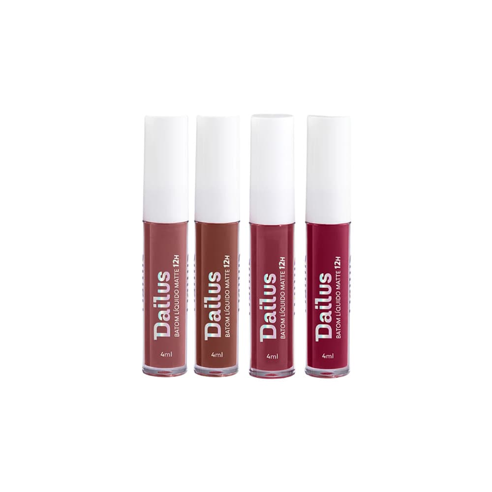 Dailus Batom Liquido Matte 12h Cores Novas Alta Pigmentação Lançamento Nude Vermelho