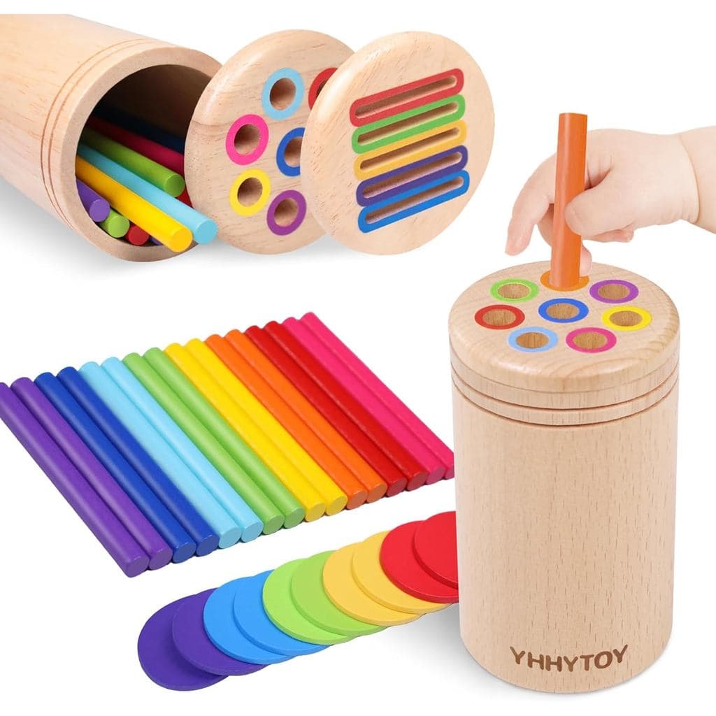 Brinquedos Montessori para Crianças de 3 Anos, Brinquedo Educativo de Madeira para Classificação de Cores, Atividades de