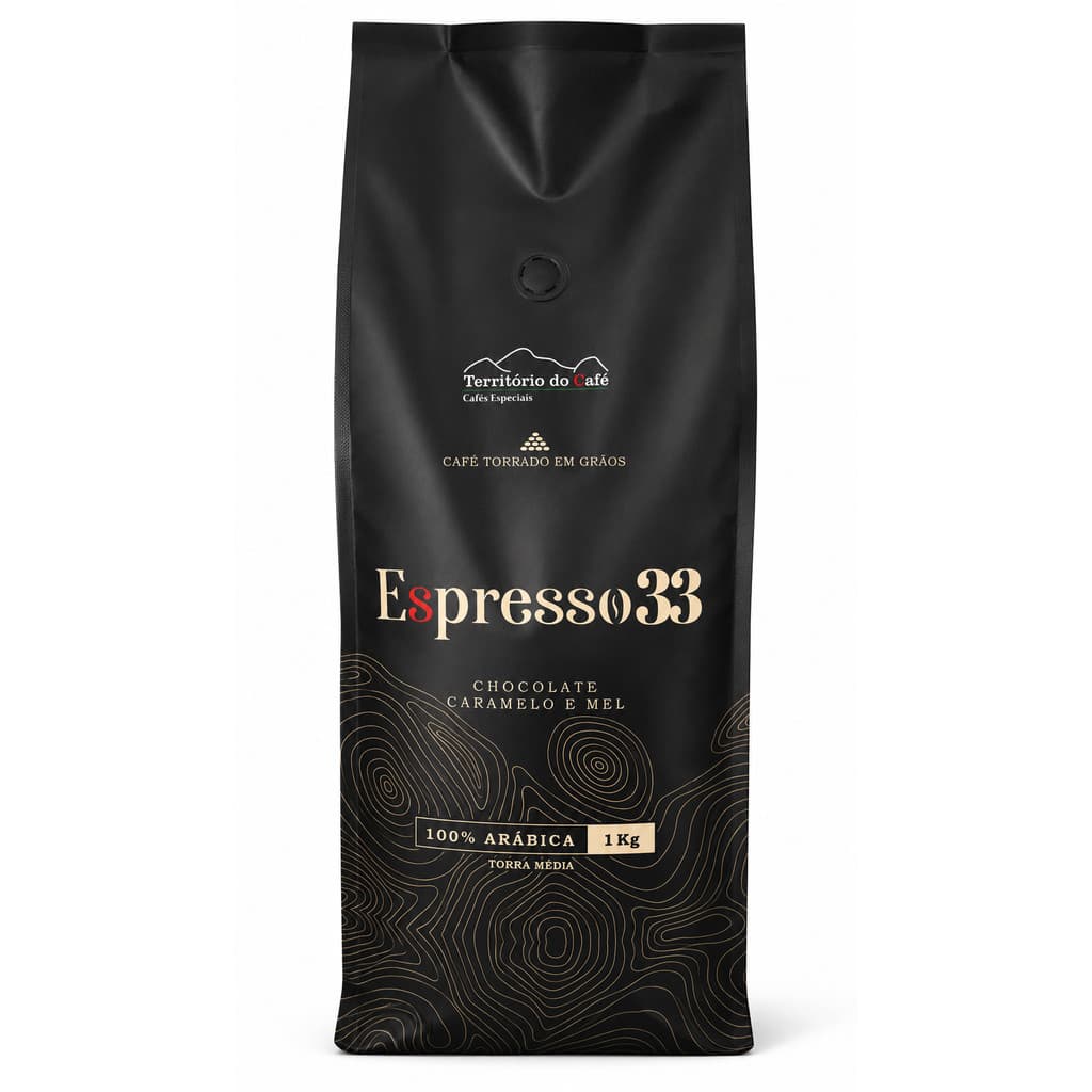 Café Especial Espresso 33 1kg 100% Arábica Chocolate Caramelo e Mel Torrado em Grãos