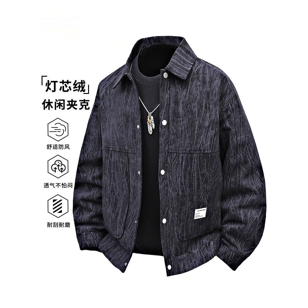 Jaqueta solta masculina de veludo primavera outono jaqueta de lapela na moda masculina All-Match jaqueta Casual camisa